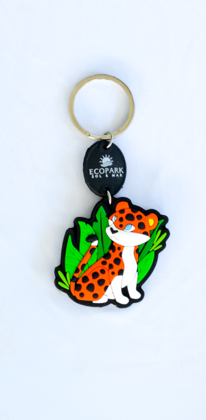 Chaveiro borracha laranja onça pintada