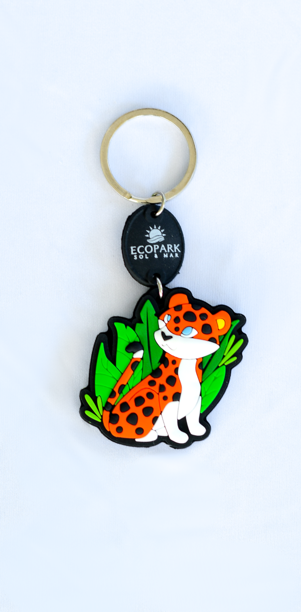 Chaveiro borracha laranja onça pintada